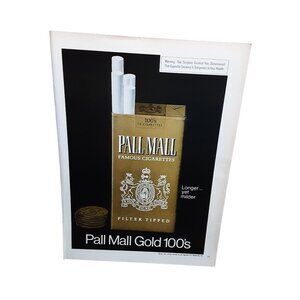 1975 Pall Mall Gold 100s Cigarettes Print Ad Vintage Tobacco Advertising